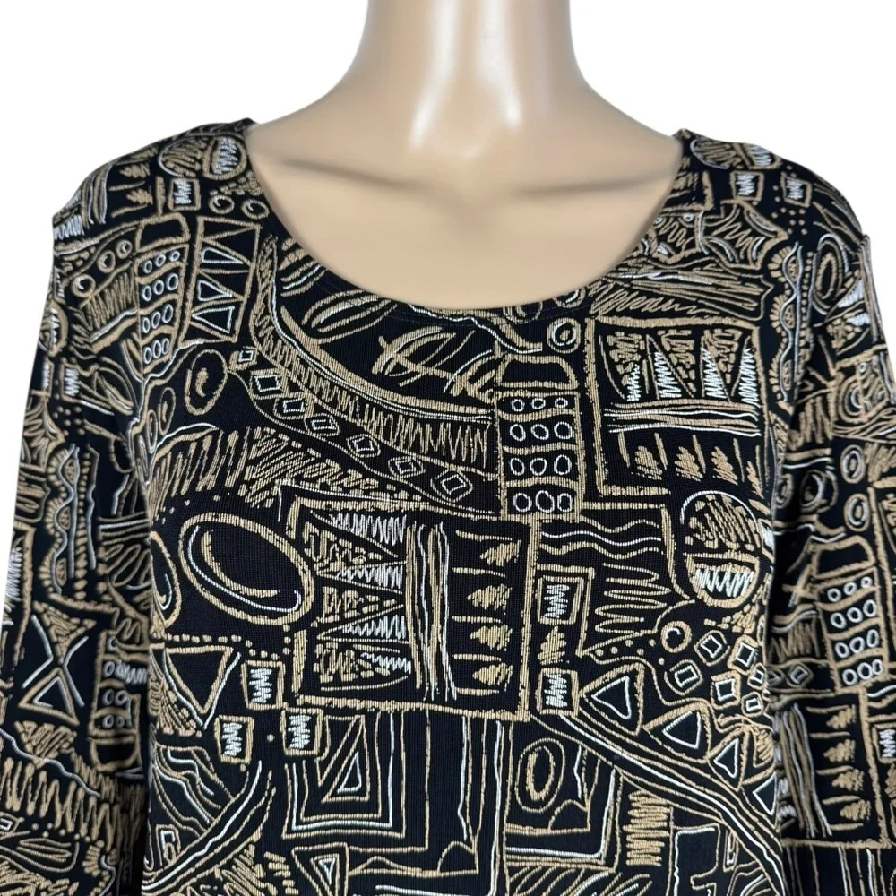 Citiknits Liquid Knit Geometric Print Top Size M